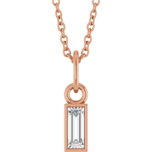14K Rose 1/6 CT Natural Diamond Bezel-Set 16-18" Necklace