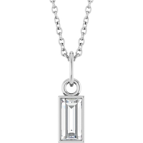 14K White 3/8 CT Natural Diamond Bezel-Set 16-18" Necklace