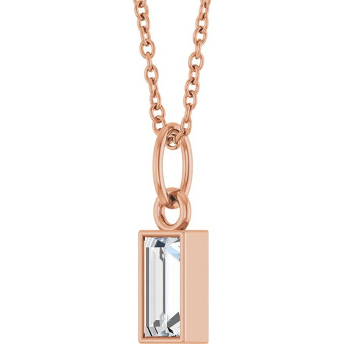 14K Rose 3/8 CT Natural Diamond Bezel-Set 16-18" Necklace