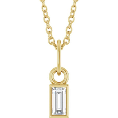 14K Yellow 1/10 CT Natural Diamond Bezel-Set 16-18" Necklace