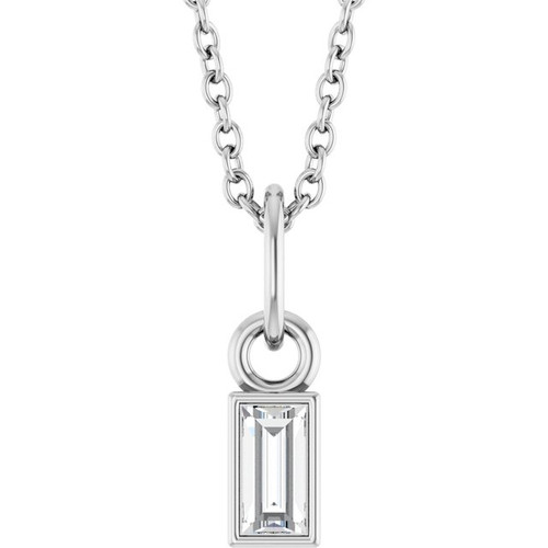 Platinum 1/10 CT Natural Diamond Bezel-Set 16-18" Necklace