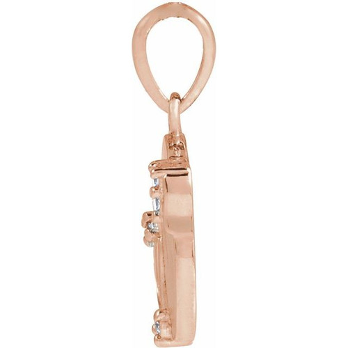 14K Rose .025 CTW Natural Diamond Engravable Floral Pendant