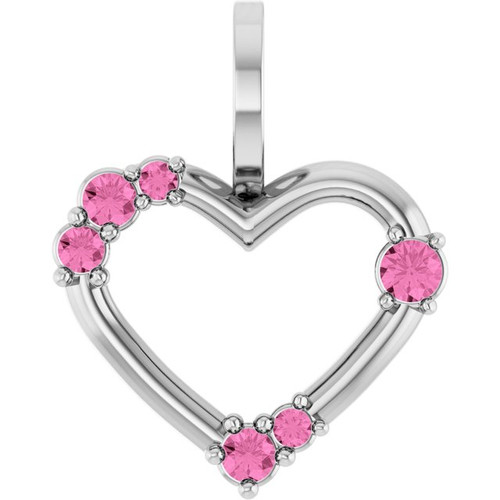 Platinum Natural Pink Sapphire Heart Pendant