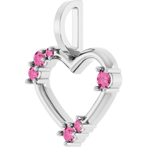 Platinum Natural Pink Sapphire Heart Pendant