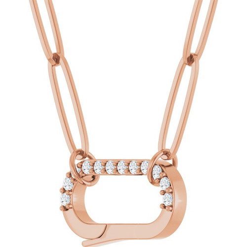 14K Rose .08 CTW Natural Diamond Charm 16" Necklace