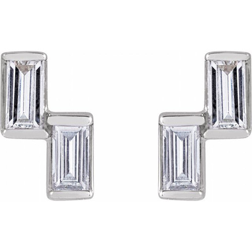 14K White 1/4 CTW Natural Diamond Two-Stone Stud Earrings