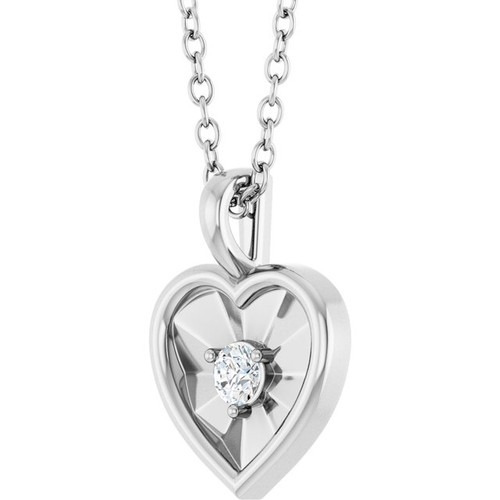 Platinum 1/10 CT Natural Diamond Heart Pendant