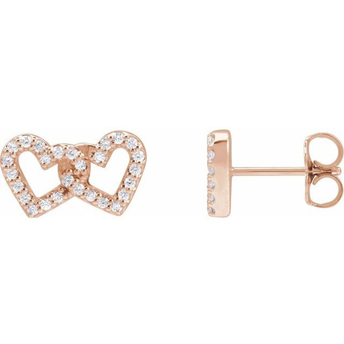14K Rose 1/5 CTW Natural Diamond Interlocking Heart Earrings