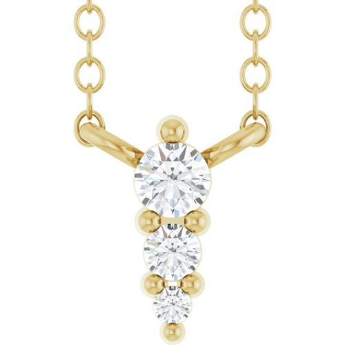 14K Yellow .05 CTW Lab-Grown Diamond Graduated 18" Necklace