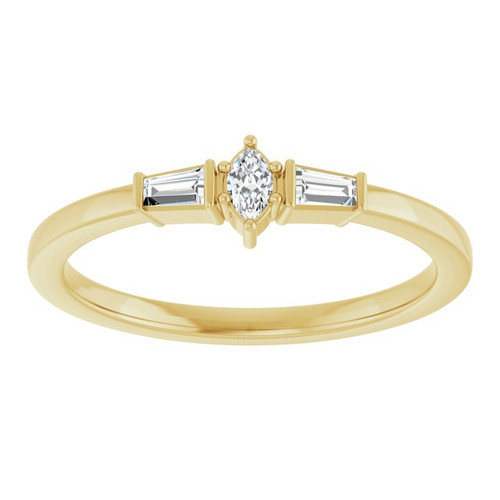 14K Yellow 1/6 CTW Natural Diamond Semi-Set Stackable Ring