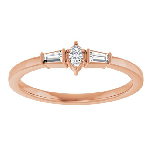 14K Rose 1/6 CTW Natural Diamond Semi-Set Stackable Ring