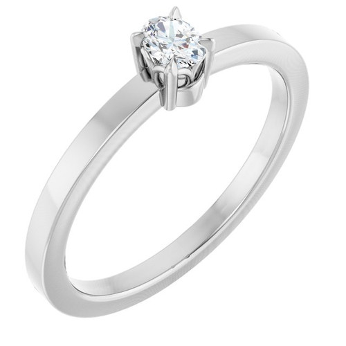 14K White 1/6 CT Lab-Grown Diamond Ring 