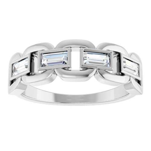 Sterling Silver Lab-Grown Moissanite Chain Link Ring