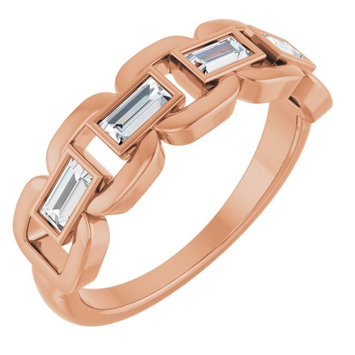 14K Rose Lab-Grown Moissanite Chain Link Ring