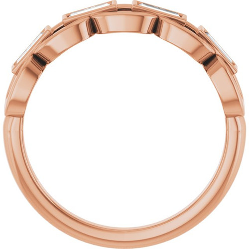 14K Rose Lab-Grown Moissanite Chain Link Ring