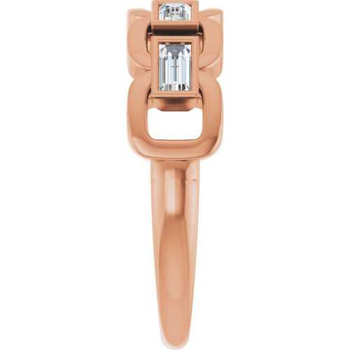 14K Rose Lab-Grown Moissanite Chain Link Ring