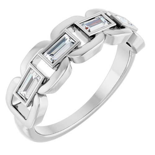 Platinum Lab-Grown Moissanite Chain Link Ring