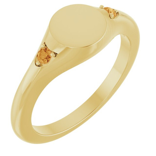 14K Yellow Engravable Natural Citrine Signet Ring