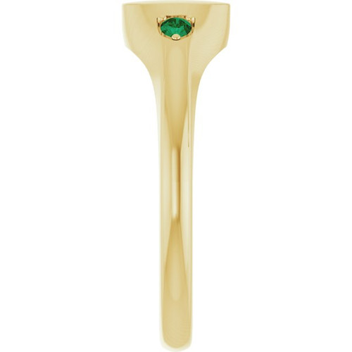 14K Yellow Engravable Natural Emerald Signet Ring