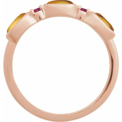 14K Rose Natural Citrine & Natural Pink Tourmaline Stackable Ring