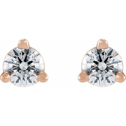 14K Rose 1/10 CT Natural Diamond Press Fit Back Stud Earring