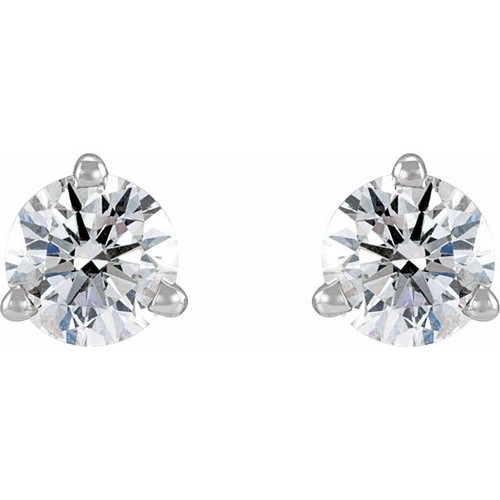 14K White 1/6 CT Natural Diamond Press Fit Back Stud Earring