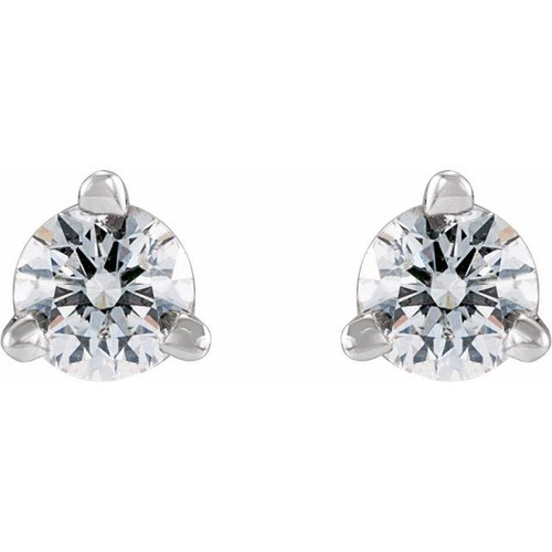 14K White 1/10 CT Natural Diamond Press Fit Back Stud Earring
