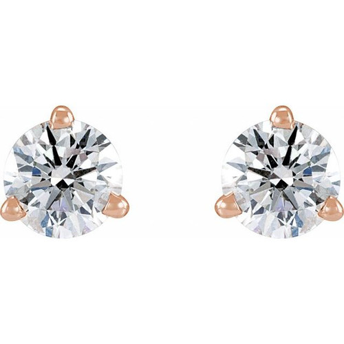 14K Rose 1/5 CT Natural Diamond Press Fit Back Stud Earring