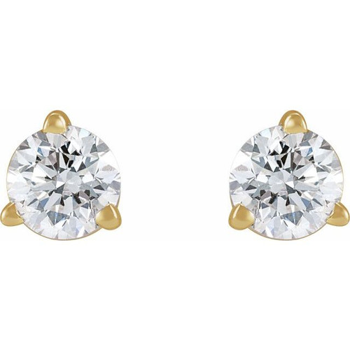 14K Yellow 1/5 CT Natural Diamond Press Fit Back Stud Earring