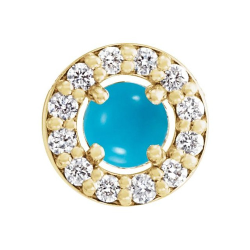 14K Yellow Cabochon Natural Turquoise & .06 CTW Natural Diamond Halo-Style Pendant