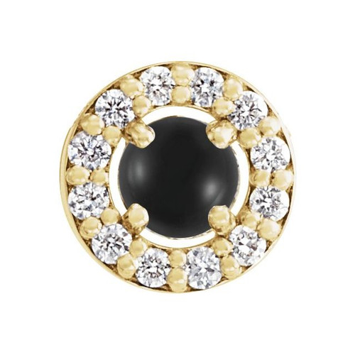 14K Yellow Cabochon Natural Black Onyx & .05 CTW Natural Diamond Halo-Style Pendant