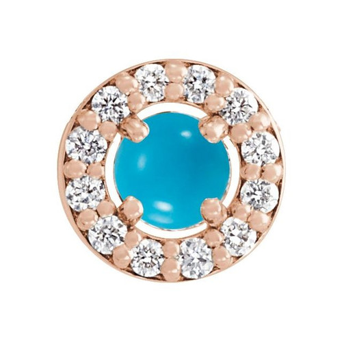14K Rose Cabochon Natural Turquoise & .05 CTW Natural Diamond Halo-Style Pendant