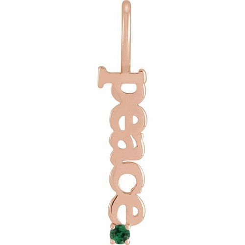 14K Rose Natural Tsavorite Garnet Peace Charm/Pendant