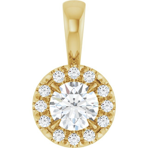 14K Yellow 1/4 CTW Natural Diamond Halo-Style Pendant