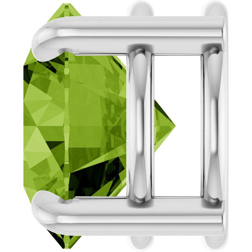 14K White 8 mm Natural Peridot Pendant