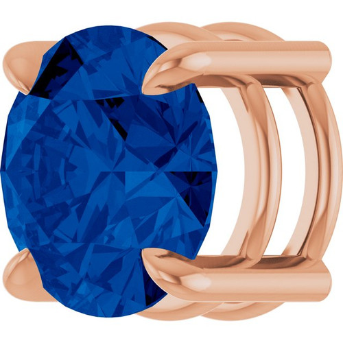 14K Rose 8 mm Lab-Grown Blue Sapphire Pendant
