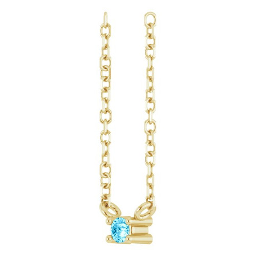14K Yellow Natural Aquamarine Bar 16" Necklace