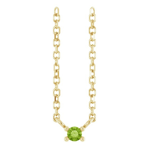 14K Yellow Natural Peridot Bar 16" Necklace