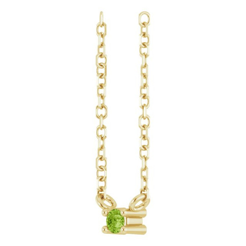 14K Yellow Natural Peridot Bar 16" Necklace