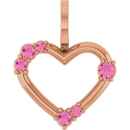 14K Rose Natural Pink Sapphire Heart Pendant