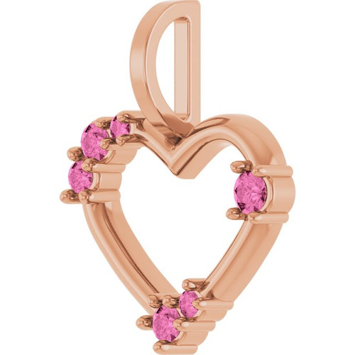 14K Rose Natural Pink Sapphire Heart Pendant