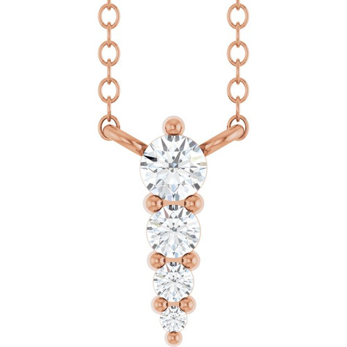 14K Rose 1/8 CTW Lab-Grown Diamond Graduated 18" Necklace