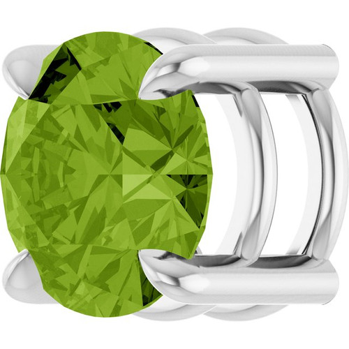 14K White 6.5 mm Natural Peridot Pendant