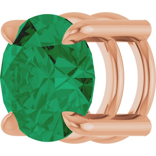 14K Rose 6.5 mm Lab-Grown Emerald Pendant