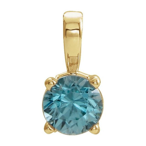14K Yellow 4 mm Natural Blue Zircon Pendant