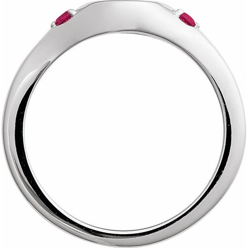 14K White Engravable Natural Ruby Signet Ring