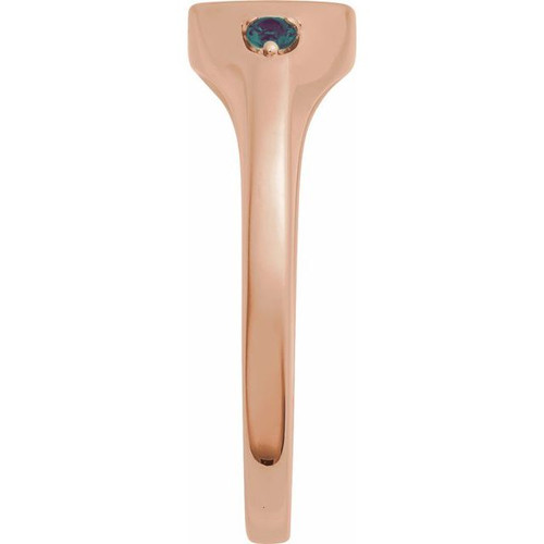 14K Rose Engravable Lab-Grown Alexandrite Signet Ring