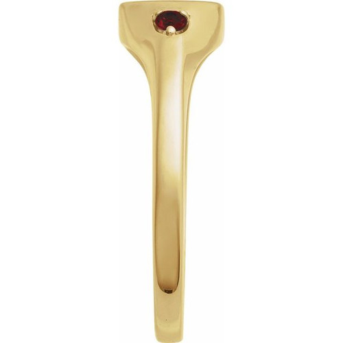 14K Yellow Engravable Natural Mozambique Garnet Signet Ring