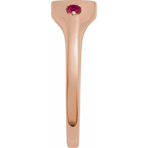 14K Rose Engravable Natural Ruby Signet Ring
