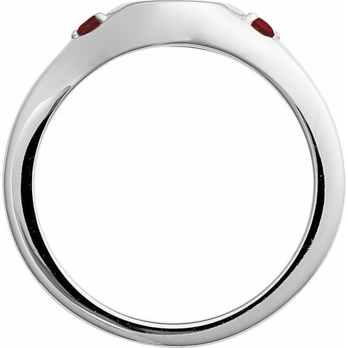 Platinum Engravable Natural Mozambique Garnet Signet Ring